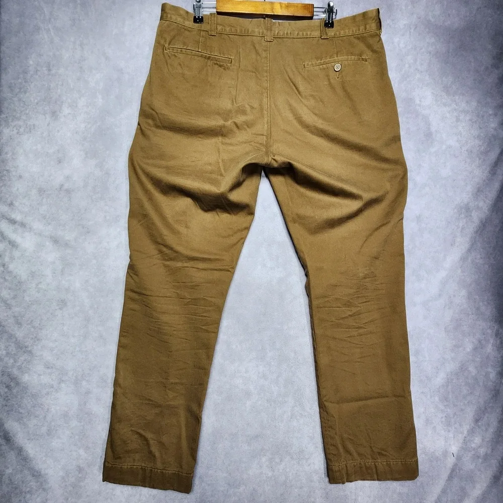 J Crew The Sutton Flannel Lined Khaki Chino Pants Mens 38x32 Brown Plaid Lining